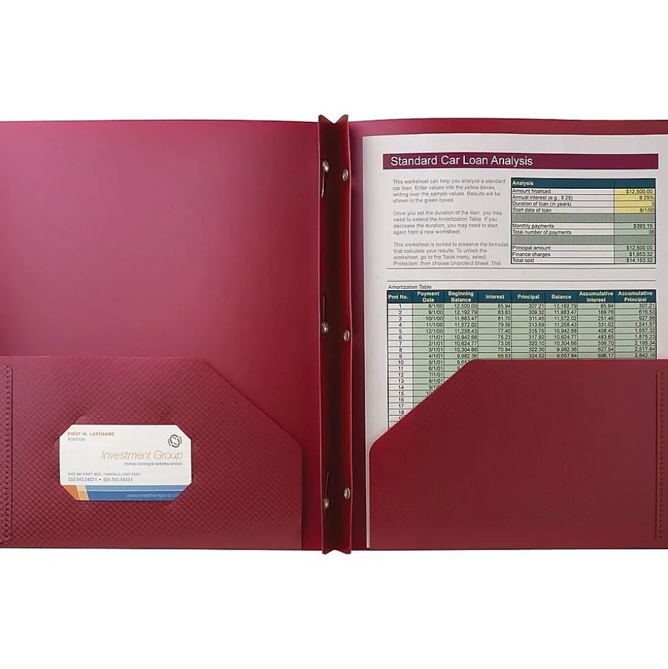 Staples 2-Pocket Presentation Folder, Burgundy (21611-CC/20649)