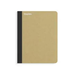 Staples Premium Composition Notebook, 7.5" x 9.75", Wide Ruled, 100 Sheets, Brown (TR52119)