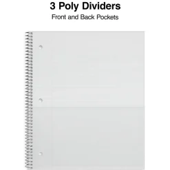 Staples Premium Poly 3-Subject Notebook, 8.5