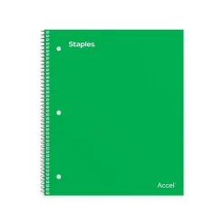 Staples Premium Poly 1-Subject Notebook, 8.5" x 11", College Ruled, 100 Sheets, Green (ST51451D)