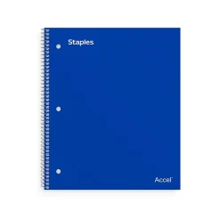 Staples Premium Poly 1-Subject Notebook, 8.5" x 11", College Ruled, 100 Sheets, Blue (TR20951)