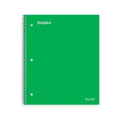 Staples Premium 1-Subject Notebook, 8" x 10.5", Wide Ruled, 100 Sheets, Green, 12/Carton (TR51452CT)
