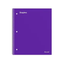 Staples Premium 1-Subject Notebook, 8" x 10.5", Wide Ruled, 100 Sheets, Purple, 12 Notebooks/Carton (TR20960CT)
