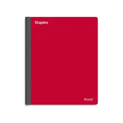 Staples Premium 3-Subject Notebook, 8.5" x 11", College Ruled, 150 Sheets, Red (ST58332)