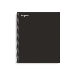 Staples® Premium 3-Subject Subject Notebooks, 8.5" x 11", College Ruled, 150 Sheets, Black (TR58359M-CC)