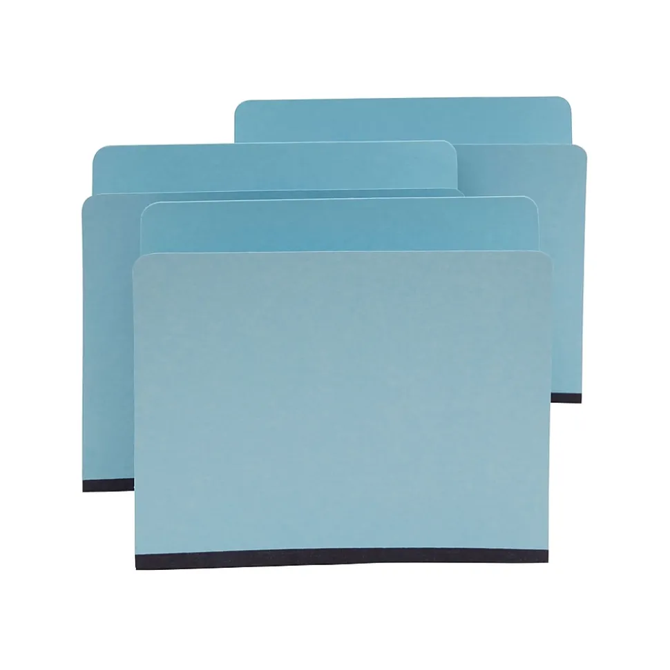 Staples Pressboard File Folders, Single Tab, Letter, Blue, 25/Box