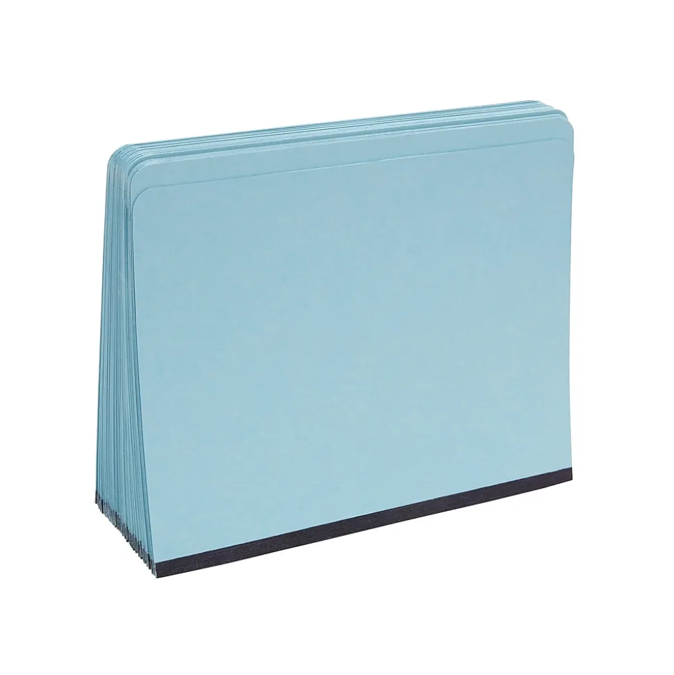Staples Pressboard File Folders, Single Tab, Letter, Blue, 25/Box