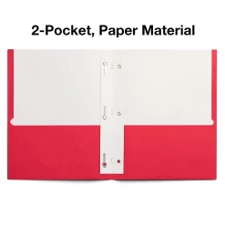 Staples Smooth 2-Pocket Paper Folder with Fasteners, Red, 25/Box (50772/27540-CC)