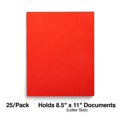 Staples Smooth 2-Pocket Paper Folder with Fasteners, Orange, 25/Box (50775/27543-CC)