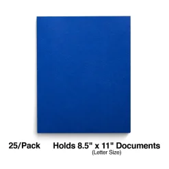 Staples Smooth 2-Pocket Paper Folder with Fasteners, Blue, 25/Box (50774/27542-CC)