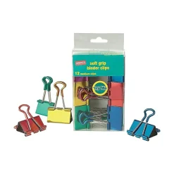 Staples Soft Grip 1.25" Binder Clips, Medium, Assorted Colors, 12/Pack (35313)