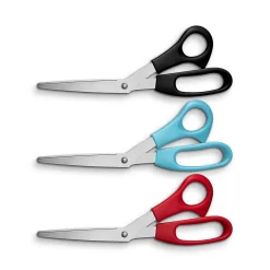 Staples Stainless Steel General Purpose Scissors, Pointed Tip, Assorted Colors, 3/Pack (52748)