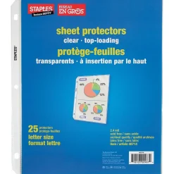 Staples Standard Weight Sheet Protectors, Clear, 25/Box (10523-US)