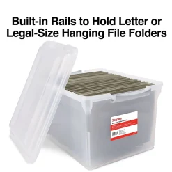 Staples Store & Slide Plastic File Box Latching, Letter/Legal Size, Clear (140167/139997)