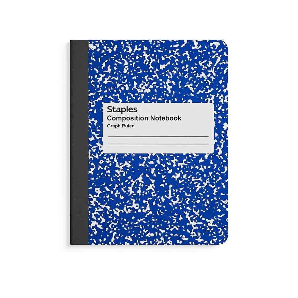 Staples 1-Subject Composition Notebooks, 7.5" x 9.75", Graph Ruled, 80 Sheets, Blue/White (ST55070C)