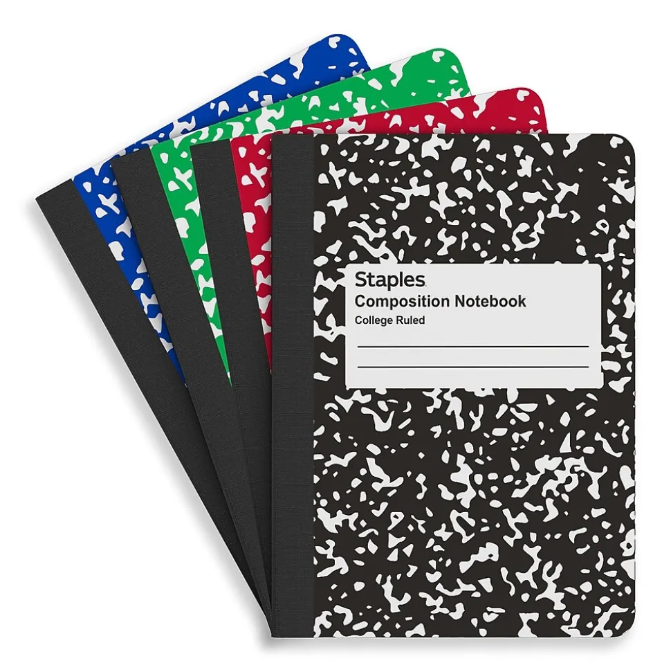 Staples 1-Subject Composition Notebooks, 3.25" x 4.5", College Ruled, 80 Sheets, Assorted Colors, 2/Pack (ST17501C)