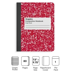 Staples® 1-Subject Composition Notebooks, 7.5" x 9.75", Specialty Ruled, 100 Sheets, Green (11624-CC)