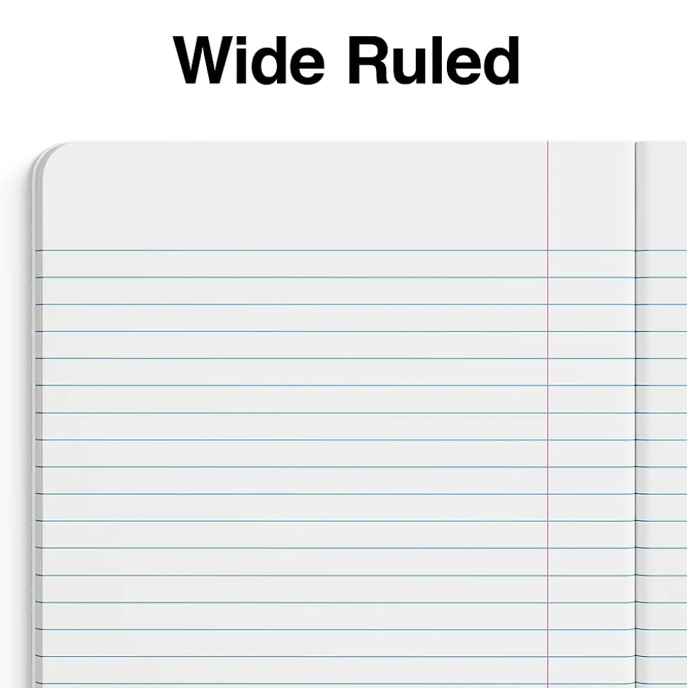 Staples 1-Subject Composition Notebooks, 7.5" x 9.75", Wide Ruled, 100 Sheets (ST55077C)