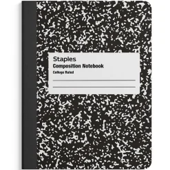 Staples 1-Subject Composition Notebook, 7.5" x 9.75", College Ruled, 100 Sheets, Black (ST55064C)