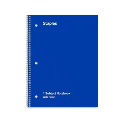 Staples 1-Subject Notebooks, 8" x 10.5", Wide Ruled, 70 Sheets, Blue (ST24003C)