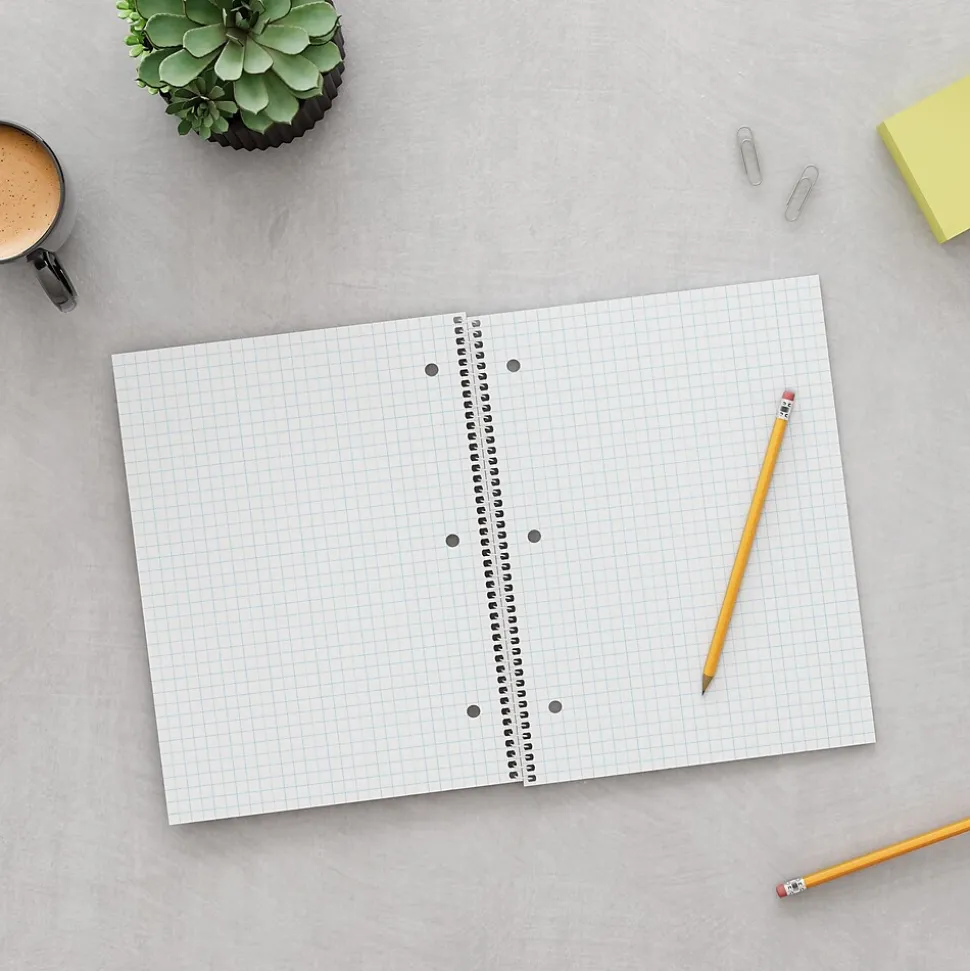 Staples 1-Subject Notebooks, 8" x 10.5", Graph Ruled, 70 Sheets, Black (ST23986C)