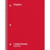 Staples 1-Subject Notebooks, 8" x 10.5", College Ruled, 70 Sheets, Assorted Colors (ST54891C)