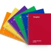 Staples 1-Subject Notebooks, 8" x 10.5", Wide Ruled, 70 Sheets, Assorted Colors, 6/Pack (ST11667C)