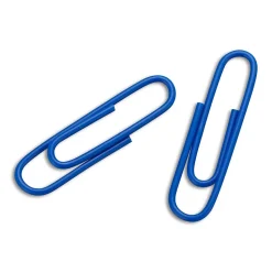 Staples® Vinyl-Coated Paper Clips, Blue, #1, 100/Pk