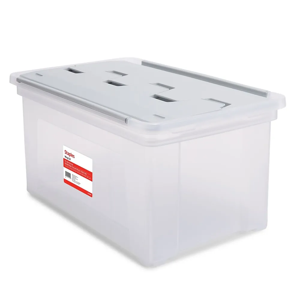 Staples Wing Lid File Totes, Letter Size, Clear (140166/139585)