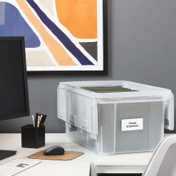 Staples Wing Lid File Totes, Letter Size, Clear (140166/139585)