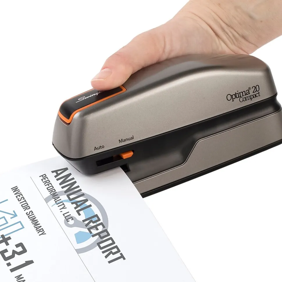 Swingline Optima 20 Compact Stapler, 20-Sheet Capacity, Staples Included, Gray/Silver (48207)