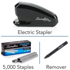 Swingline Speed Pro™ Electric Stapler Value Pack (Premium Staples & Staple Remover Included), 25 Sheet Capacity, Black (42140)