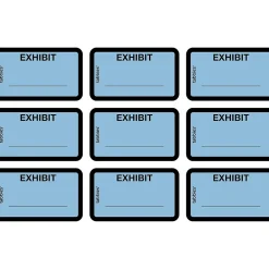 Tabbies Pre-Printed Labels - Defendant's Exhibit, Self-Adhesive, 1x1-5/8", Blue, 252 Labels/Pack (58093)