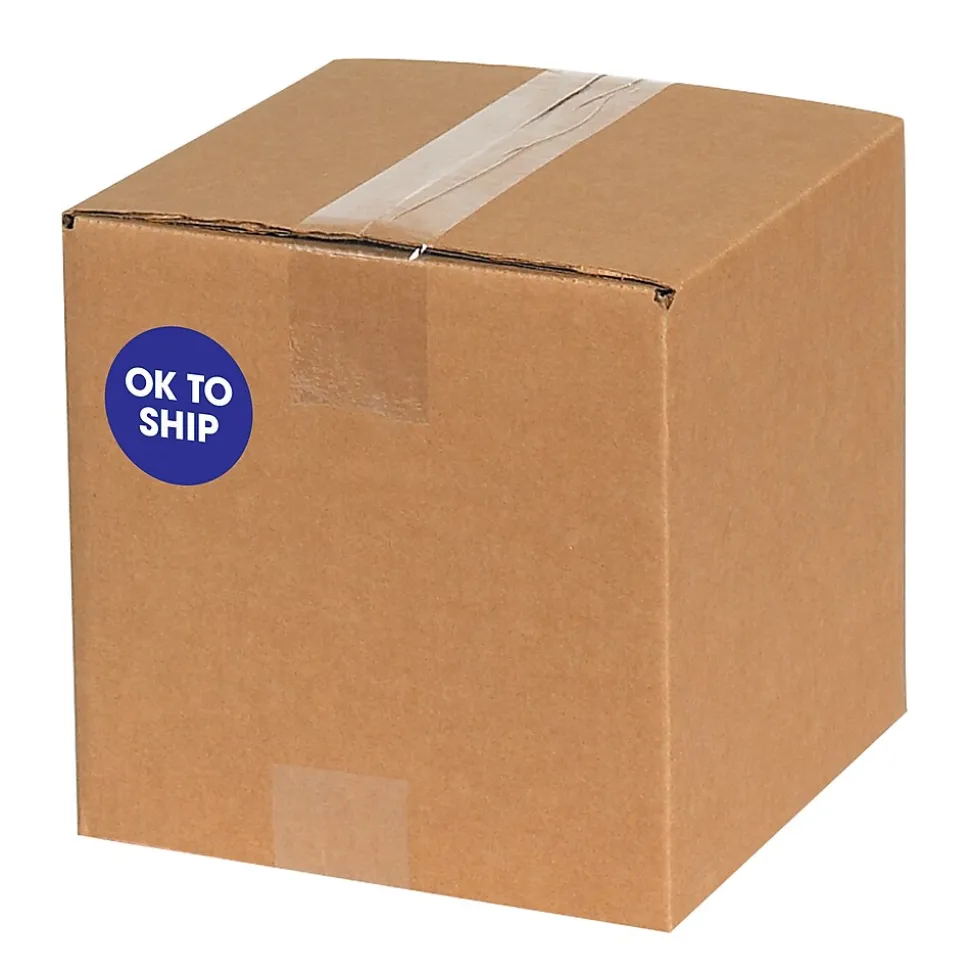 Tape Logic 2" Circle "OK To Ship" Pre Printed Inventory Label, Blue, 500/Roll