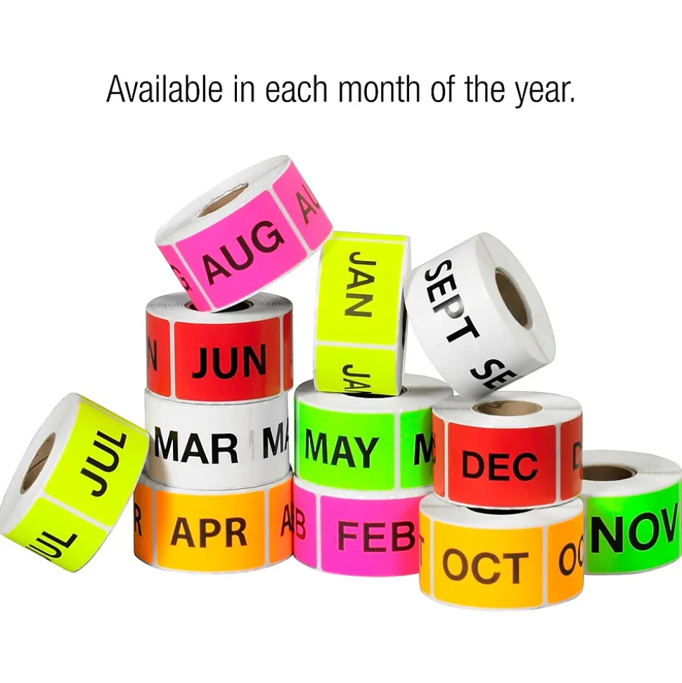 Tape Logic 6" x 3" Rectangle "MAY" Months of the Year Label, Fluorescent Green, 500/Roll