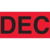Tape Logic 3" x 2" Rectangle "DEC" Months of the Year Label, Fluorescent Red, 500/Roll