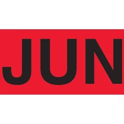 Tape Logic 3" x 2" Rectangle "JUN" Months of the Year Label, Fluorescent Red, 500/Roll