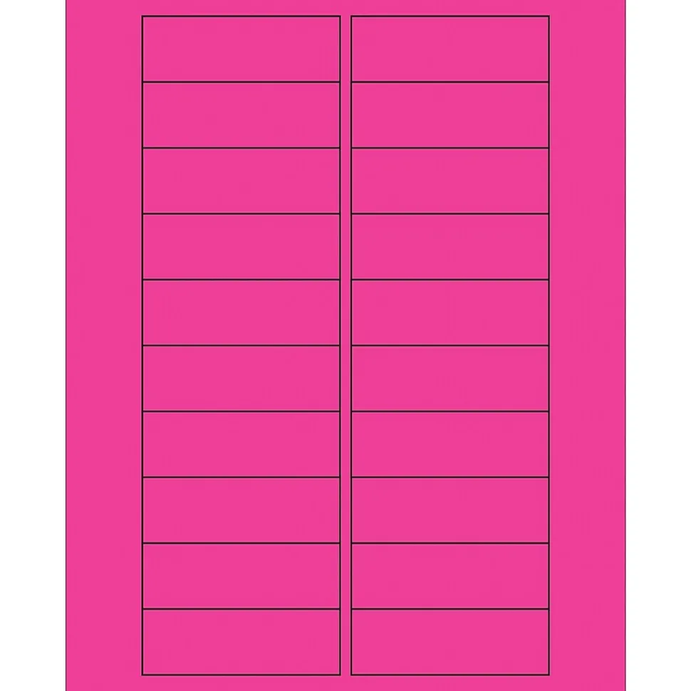 Tape Logic Rectangle Laser Labels, 3" x 1", Fluorescent Pink, 2000/Case (LL174PK)