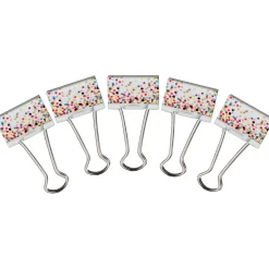Teacher Created Resources Confetti Medium Binder Clips, .5" Capacity, White Polka Dots, 24 Clips/Pack, 3 Packs/Bundle (TCR20857)