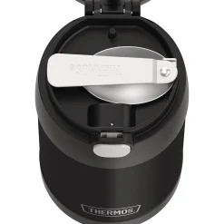 Thermos FUNtainer Stainless Steel Vacuum-Insulated Food Jar with Folding Spoon, 16-Oz., Black Matte (F31101BK6)