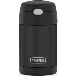 Thermos FUNtainer Stainless Steel Vacuum-Insulated Food Jar with Folding Spoon, 16-Oz., Black Matte (F31101BK6)