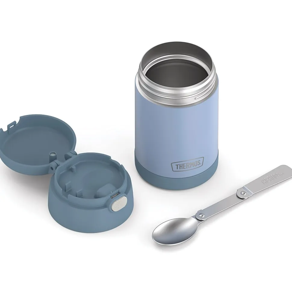 Thermos 16-Ounce FUNtainer Vacuum-Insulated Stainless Steel Food Jar with Folding Spoon, Denim Blue (F31101DB6)