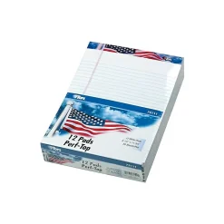 TOPS American Pride Notepads, 8.5" x 11.75", Wide, White, 50 Sheets/Pad, 12 Pads/Pack (TOP 75111)