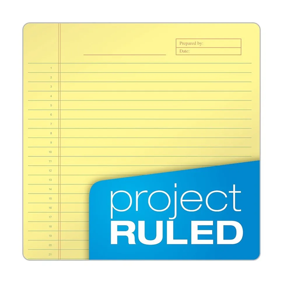 TOPS Docket Gold Notepad, 8 1/2" x 11 3/4", Project Ruled, Canary, 70 Sheets/Pad (99703)