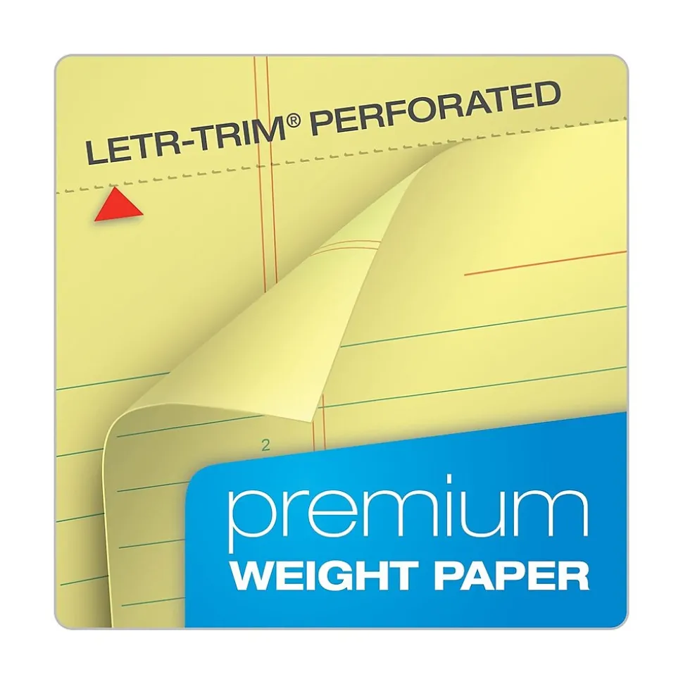 TOPS Docket Gold Notepad, 8 1/2" x 11 3/4", Project Ruled, Canary, 70 Sheets/Pad (99703)