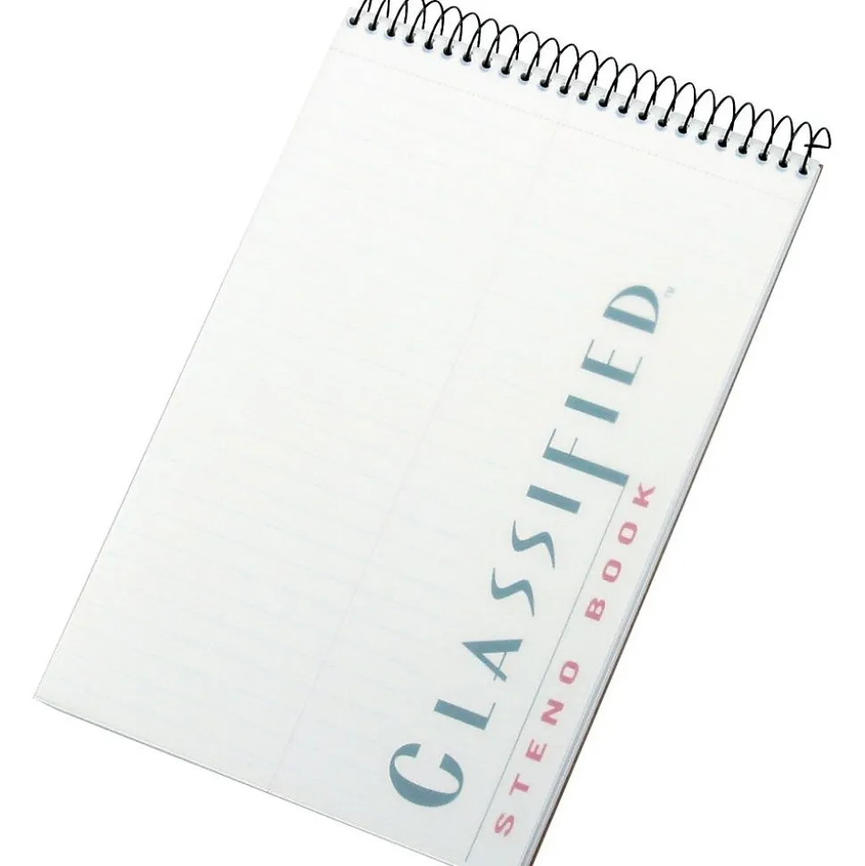 TOPS Docket Gold Steno Pad, 6" x 9", Gregg Ruled, White, 100 Sheets/Pad (99708)