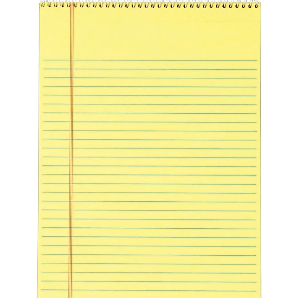 TOPS Docket Notepad, 8.5" x 11.75", Wide Ruled, Canary, 70 Sheets/Pad (63621)
