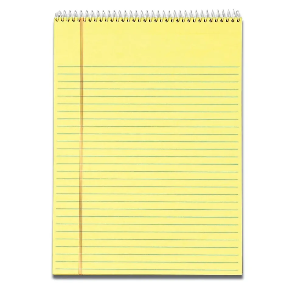 TOPS Docket Notepad, 8.5" x 11.75", Wide Ruled, Canary, 70 Sheets/Pad (63621)