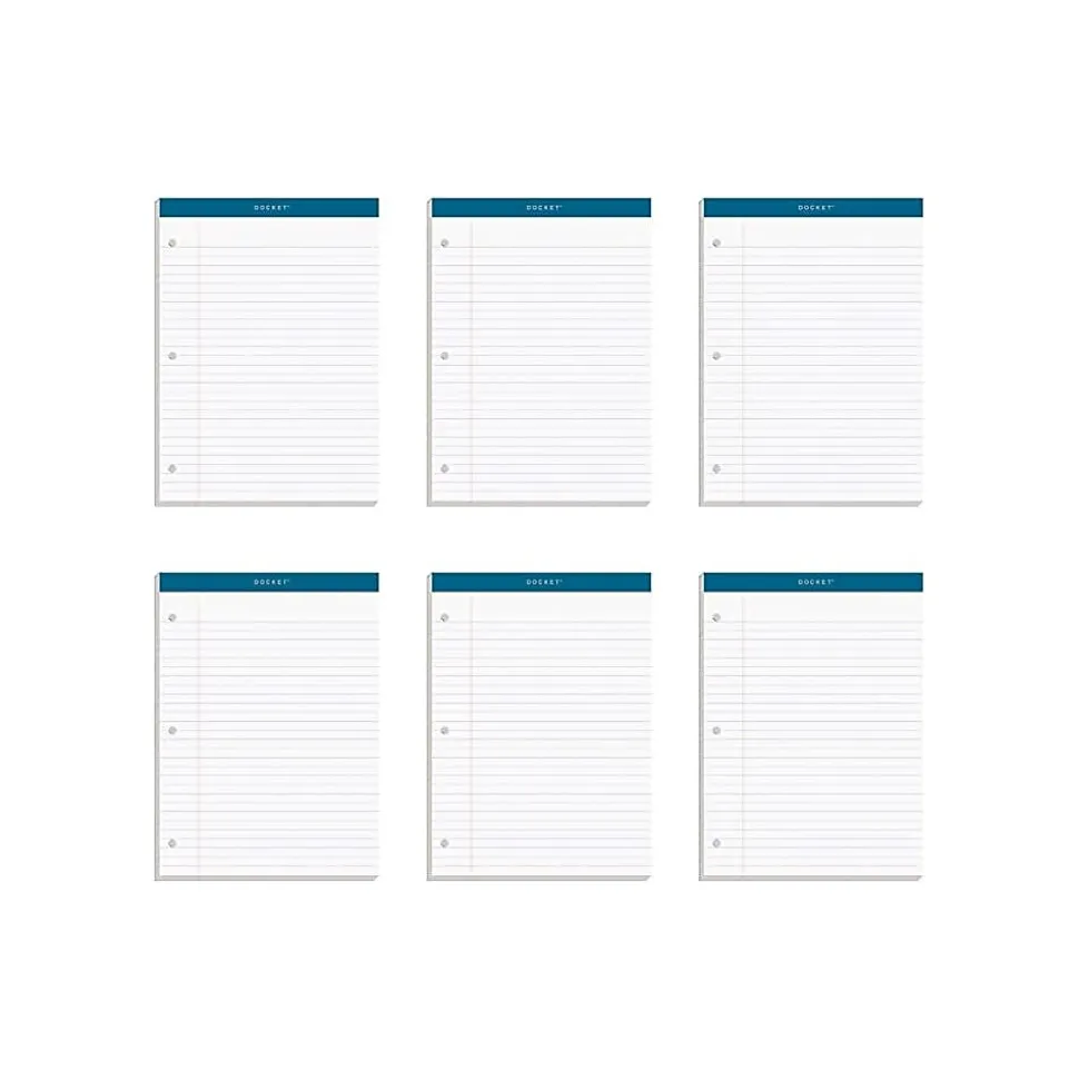 TOPS Docket Notepads, 8.25" x 11.75", Wide, White, 100 Sheets/Pad, 6 Pads/Pack (TOP 63437)