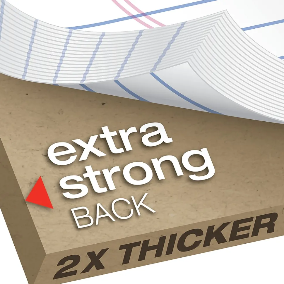 TOPS Docket Notepads, 8.25" x 11.75", Wide, White, 100 Sheets/Pad, 6 Pads/Pack (TOP 63437)